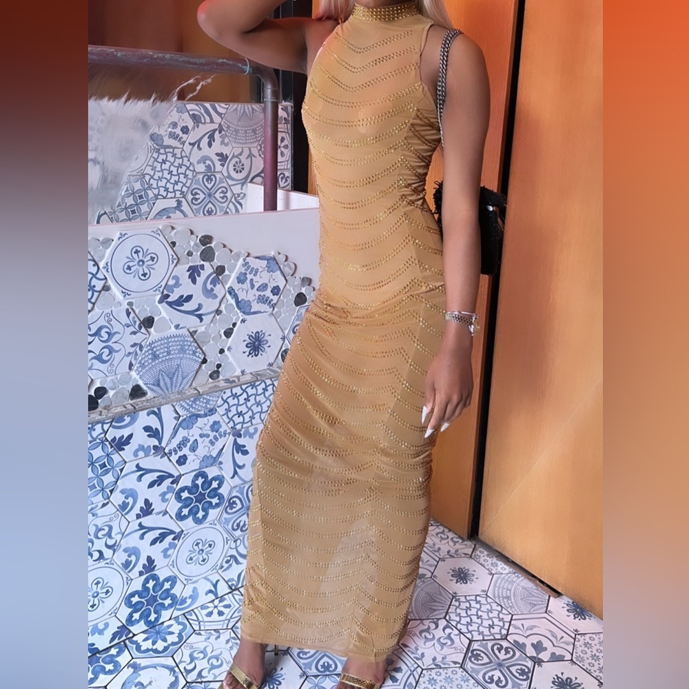 Elegant Mustard Sleeveless Dress